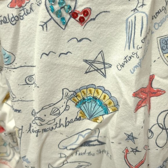 Vtg GRAFF Womens 1X White Nautical Seaside Embellished Button Down Jacket - Picture 13 of 14